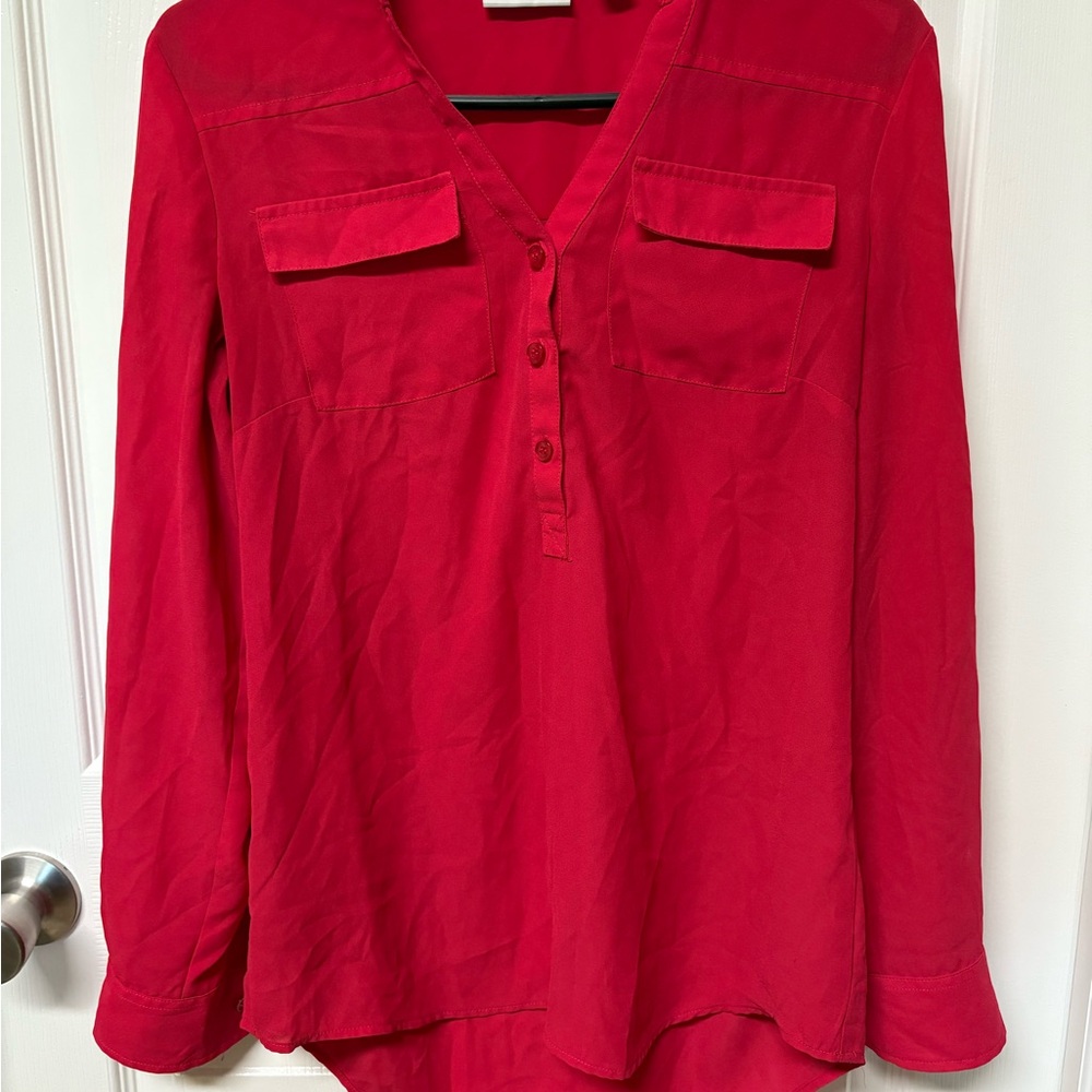 New York & Company Vibrant Red Blouse